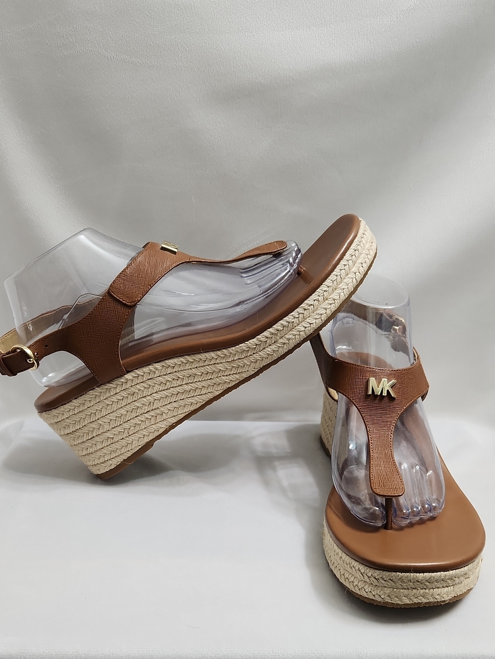 Michael Kors Brown Leather Espadrille Wedge Sandals (Size 11)